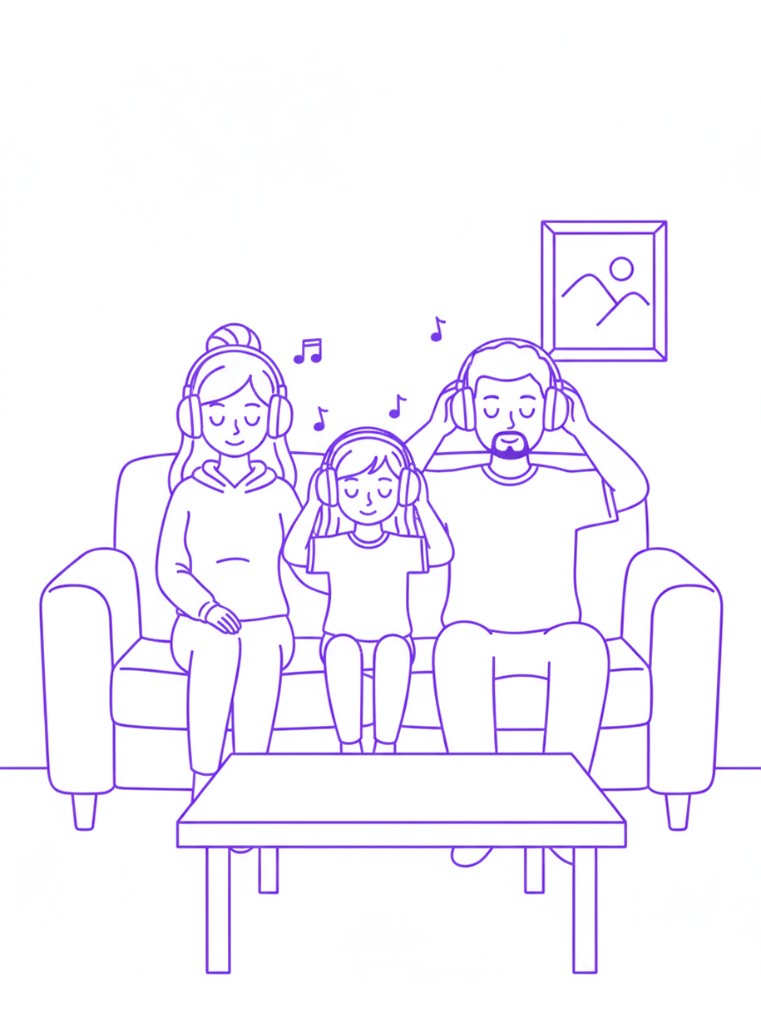 Family listening to music together